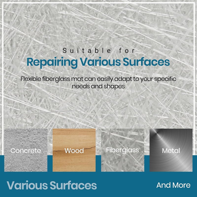 Calvana Fiberglass Chopped Strand Mat, 4“ Wide *10 Yards, 1.5 oz, Includes One Pair of Gloves, Ideal for Heavy-Duty Repairs, for Structural Reinforcement & Repair Kits, Easy to Use - Image 3